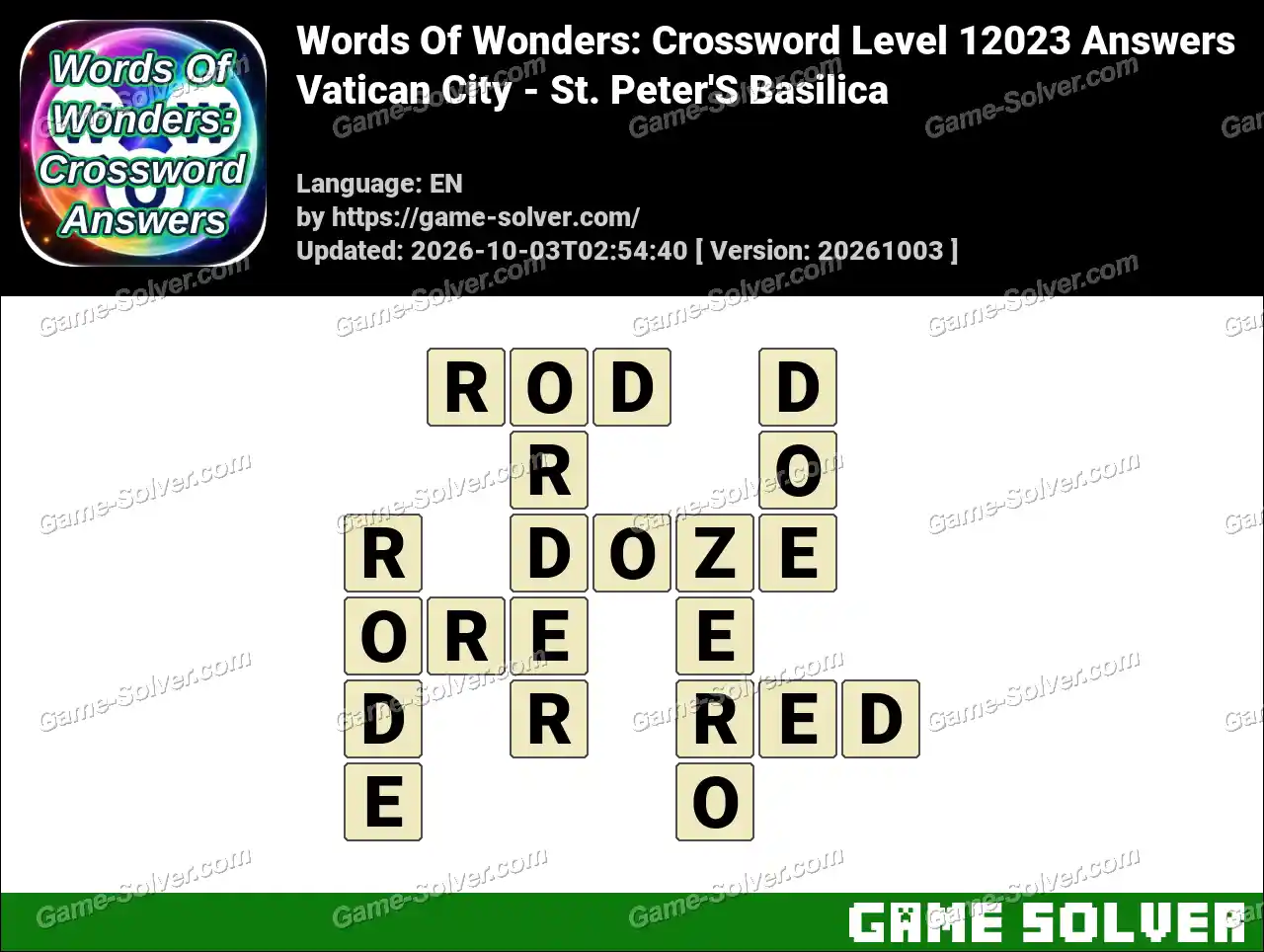 Words Of Wonders: Crossword Level 12023 Answers – Vatican City – St. Peter’S Basilica